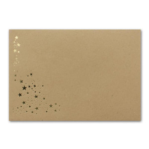 100x Weihnachts-Briefumschläge -DIN B6 - mit Gold-Metallic geprägtem Sternenregen -Farbe: Sandbraun Kraftpapier, Nassklebung, 120 g/m² - 175 x 125 mm - Marke: GUSTAV NEUSER
