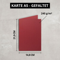DIN A5 Faltkarten - Dunkelrot - 50 Stück - Einladungska