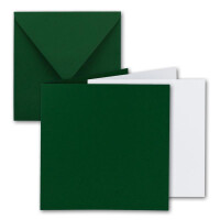 50x Quadratisches Falt-Karten Set - 15 x 15 cm - mit Brief-Umschlägen & Einlegeblättern - Dunkelgrün - FarbenFroh by GUSTAV NEUSER