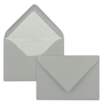 50 Briefumschläge in Hellgrau mit weißem Innenfutter - Kuverts in DIN B6 Format  - 12,5 x 17,6 cm - Seidenfutter - Nassklebung