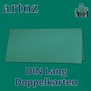 ARTOZ 25x DIN Lang Faltkarten - Grün (Tropical Green) gerippt 210 x 105 mm Klappkarten - Blanko Doppelkarte mit 220 g/m² edle Egoutteur-Rippung