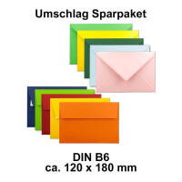 50x farbige Brief-Umschläge gemischt - DIN B6 - ca 120 x 180 mm (125 x 176mm) - bunte Mischung - Haftklebung / Nassklebung - Mit und Ohne Futter - GUSTAV NEUSER
