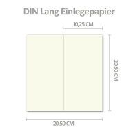 50x faltbares Einlege-Papier für DIN Lang Doppelkarten - cremefarben - 205 x 205 mm (205 x 102 mm gefaltet) - ideal zum Bedrucken mit Tinte und Laser - hochwertig mattes Papier von GUSTAV NEUSER