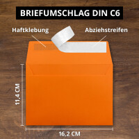75x Briefumschläge Orange DIN C6 Format 11,4 x 16,2 cm 