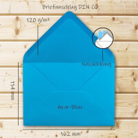 200 Brief-Umschläge - Azur-Blau - DIN C6 - 114 x 162 mm