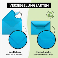 200 Brief-Umschläge - Azur-Blau - DIN C6 - 114 x 162 mm