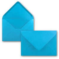 200 Brief-Umschläge - Azur-Blau - DIN C6 - 114 x 162 mm - Kuverts mit Nassklebung ohne Fenster für Gruß-Karten & Einladungen - Serie FarbenFroh