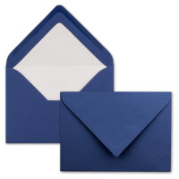50x Karten-Set DIN B6 - 12 x 17 cm - 120 x 170 mm - Falt-Karten mit Brief-Umschlägen & Einlege-Blättern - Gerippte Struktur Oberfläche - Dunkelblau - Vintage Einladungskarten