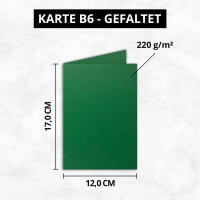 50 Faltkarten B6 - Dunkel-Grün - Blanko Doppel-Karten -