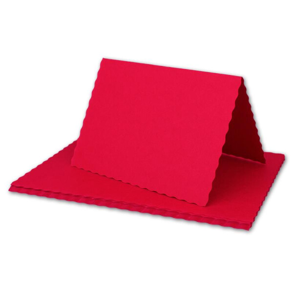50x Faltkarten DIN A6 mit wellig gestanztem Rand - Rosen-Rot - 10,5 x 14,8 cm - Wellenschnitt Einladungs-Karten - FarbenFroh by GUSTAV NEUSER