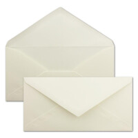 50x Briefumschläge DIN Lang - 11 x 22 cm - Nassklebung - Farbe: Creme - 80 Gramm pro m² - ohne Fenster