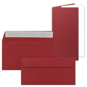 50x Faltkarten SET mit Brief-Umschlägen und Einlege-Blätter - Dunkelrot (Rot) - DIN Lang - 10,5 x 21 cm - FarbenFroh by GUSTAV NEUSER®