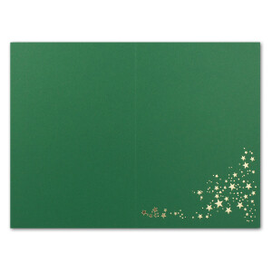 50x Faltkarten DIN A6 - Dunkelgrün mit goldenen Metallic Sternen - 10,5 x 14,8 cm - Einladungskarten zu Weihnachten - Marke: FarbenFroh by GUSTAV NEUSER