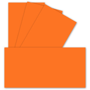 100 Einzel-Karten DIN Lang - 9,9 x 21 cm - 240 g/m² - Orange - Bastelpapier - Tonkarton - Ideal zum bedrucken für Grußkarten und Einladungen