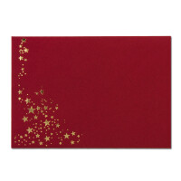 100x Weihnachts-Briefumschläge - DIN C6 - mit Gold-Metallic geprägtem Sternenregen -Farbe: Dunkelrot - Nassklebung, 120 g/m² - 114 x 162 mm - Marke: GUSTAV NEUSER