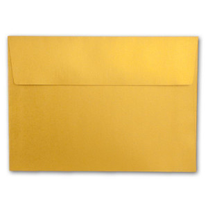 25x Metallic Brief-Umschläge B6 - Gold - 12,5 x 17,6 cm - Haftklebung 90 g/m² breite edle Verschluss-Lasche - metallisch-glänzende Umschläge