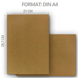 50x DIN A4 Kraftpapier Bogen - 21 x 29,7 cm - Natron Kraftpapier gerippt - 100gr - Braun - ökölogisches Vintage Briefpapier