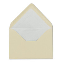 50 Briefumschläge in Vanille mit weißem Innenfutter - Kuverts in DIN B6 Format  - 12,5 x 17,6 cm - Seidenfutter - Nassklebung