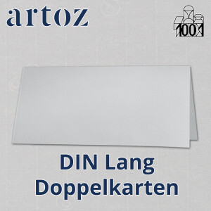 ARTOZ 50x DIN Lang Faltkarten - Grau (Lichtgrau) gerippt 210 x 105 mm Klappkarten - Blanko Doppelkarte mit 220 g/m² edle Egoutteur-Rippung