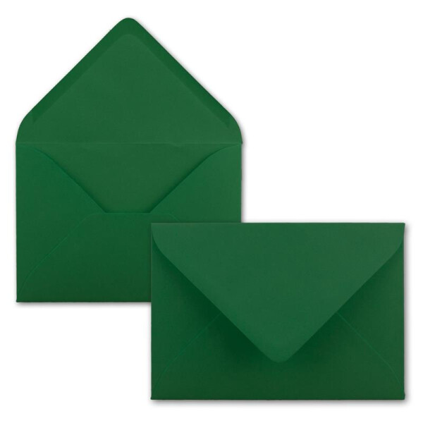 50x Brief-Umschläge Format B6 - Dunkel-Grün- 12 x 17,5 cm - Nassklebung mit spitzer Klappe - 110 g/m² - Einladungs-Kuverts