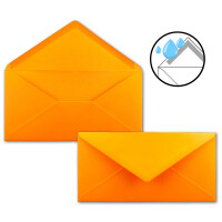 100 Brief-Umschläge Orange DIN Lang - 110 x 220 mm (11 x 22 cm) - Nassklebung ohne Fenster - Ideal für Einladungs-Karten - Serie FarbenFroh