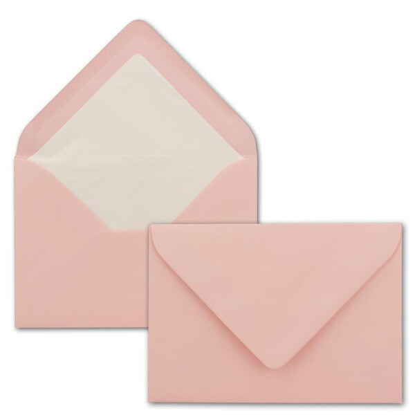200 Briefumschläge in Rosa mit weißem Innenfutter - Kuverts in DIN B6 Format  - 12,5 x 17,6 cm - Seidenfutter - Nassklebung
