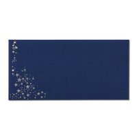 50x Briefumschläge mit Metallic Sternen - DIN Lang - Silber geprägter Sternenregen - Farbe: dunkelblau, Nassklebung, 120 g/m² - 110 x 220 mm - ideal für Weihnachten