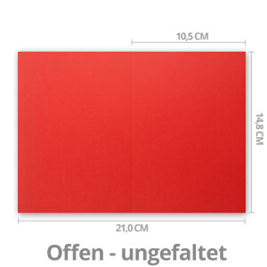 50x Falt-Karten DIN A6 in Rot - 10,5 x 14,8 cm - Blanko - Doppel-Karten - 220 g/m²