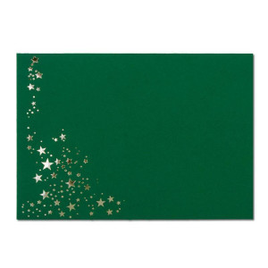25x Weihnachts-Briefumschläge - DIN B6 - mit Silber-Metallic geprägtem Sternenregen -Farbe: dunkelgrün, Nassklebung, 110 g/m² - 120 x 176 mm - Marke: GUSTAV NEUSER