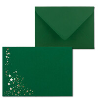25x Weihnachts-Briefumschläge - DIN B6 - mit Silber-Metallic geprägtem Sternenregen -Farbe: dunkelgrün, Nassklebung, 110 g/m² - 120 x 176 mm - Marke: GUSTAV NEUSER