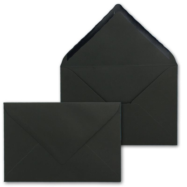 25 Brief-Umschläge mit Wellenschnitt - Schwarz - DIN C6 - 114 x 162 mm - 11,4 x 16,2 cm - mit wellenförmigen Rändern - Nassklebung - FarbenFroh by GUSTAV NEUSER