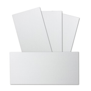 50 Stück DIN Lang Karton mit Leinenstruktur - Farbe: Weiss - 99 x 210 mm - 250 Gramm pro m² - Einzelkarte ohne Falz - Ideal zum Basteln, Scrapbooking, Grußkarte - GUSTAV NEUSER