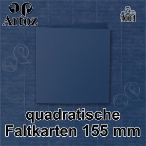 ARTOZ 50x quadratische Faltkarten - Classic Blue (Blau) - 155 x 155 mm Karten blanko zum Selbstgestalten - 220 g/m² gerippt