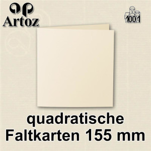 ARTOZ 25x Faltkarten quadratisch - Chamois (Creme) - 155 x 155 mm Karten blanko zum Selbstgestalten - 220 g/m² gerippt