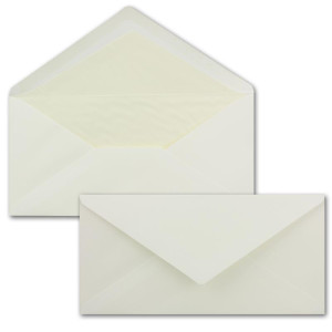 25 x DIN Lang Briefumschläge Creme - mit cremefarbenem Seidenfutter - 11x22 cm - 80 g/m² - Nassklebung - Ideal für Einladungen, Weihnachtskarten, Glückwunschkarten aus der Serie Farbenfroh