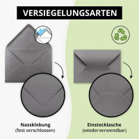 100 Brief-Umschläge - Graphit / Dunkel-Grau - DIN C6 - 