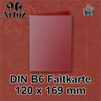 ARTOZ 25x DIN B6 Faltkarten - weinrot (Rot) gerippt 120 x 169 mm Klappkarten blanko - Karten zum selbstgestalten mit 220 g/m² edle Egoutteur-Rippung - Serie 1001