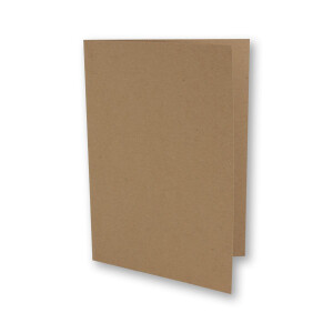 100x braunes Vintage Kraftpapier Falt-Karten SET mit Umschlägen DIN A5 - 21 x 14,8 cm - Braun - Recycling - Klapp-Karten - blanko