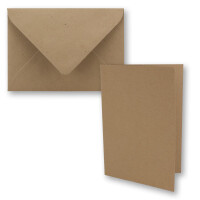 100x braunes Vintage Kraftpapier Falt-Karten SET mit Umschl&