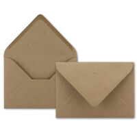 100x braunes Vintage Kraftpapier Falt-Karten SET mit Umschl&