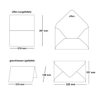 100x braunes Vintage Kraftpapier Falt-Karten SET mit Umschl&