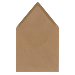 100x Vintage Briefumschläge quadratisch Kraftpapier 120gr - 165 x 165 mm (16,5 x 16,5 cm) - braun - nachhaltig Recycling - Nassklebung - GUSTAV NEUSER