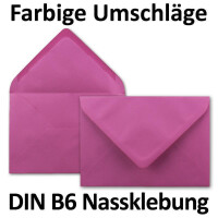 50x Brief-Umschläge in Pink - 80 g/m² - Kuverts in DIN B6 Format 12,5 x 17,6 cm - Nassklebung ohne Fenster