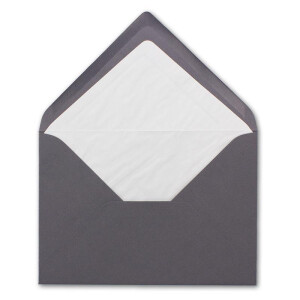 25x Kuverts in Granit-Grau - Brief-Umschläge in DIN B6 - 12,5 x 17,6 cm geripptes Papier - hochwertiges Seidenfutter für Weihnachten & festliche Anlässe