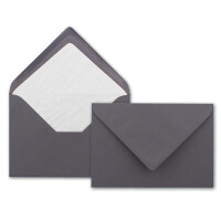 25x Kuverts in Granit-Grau - Brief-Umschläge in DIN B6 - 12,5 x 17,6 cm geripptes Papier - hochwertiges Seidenfutter für Weihnachten & festliche Anlässe
