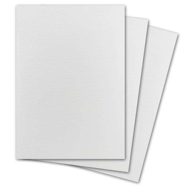20 Stück DIN A4 Karton gehämmert - Farbe: Weiss - 29,7 x 21 cm - 250 Gramm pro m² - Einzelkarte ohne Falz - Ideal zum Basteln, Scrapbooking, Grußkarte