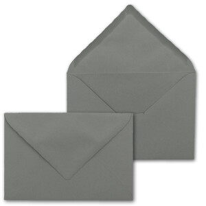 25x Faltkarten-Set DIN A6 mit DIN C6 Brief-Umschlägen - wellig gestanzter Rand - Graphit-Grau-Dunkelgrau - 10,5 x 14,8 cm - Wellenschnitt Karten-Sets - FarbenFroh by GUSTAV NEUSER