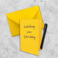 50x DIN B6 Faltkarten Set mit Umschlägen - Honiggelb (Gelb) - 115 x 170 mm - ideal für Einladungskarten, Hochzeit, Taufe, Kommunion, Konfirmation - Marke: FarbenFroh