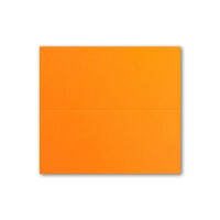 50x Tischkarten in Orange - 4,5 x 10 cm - blanko - Doppel-Karten - als Platzkarten und Namenskarten für Hochzeit und Feste