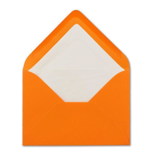 200 Briefumschläge in Orange mit weißem Innenfutter - Kuverts in DIN B6 Format  - 12,5 x 17,6 cm - Seidenfutter - Nassklebung